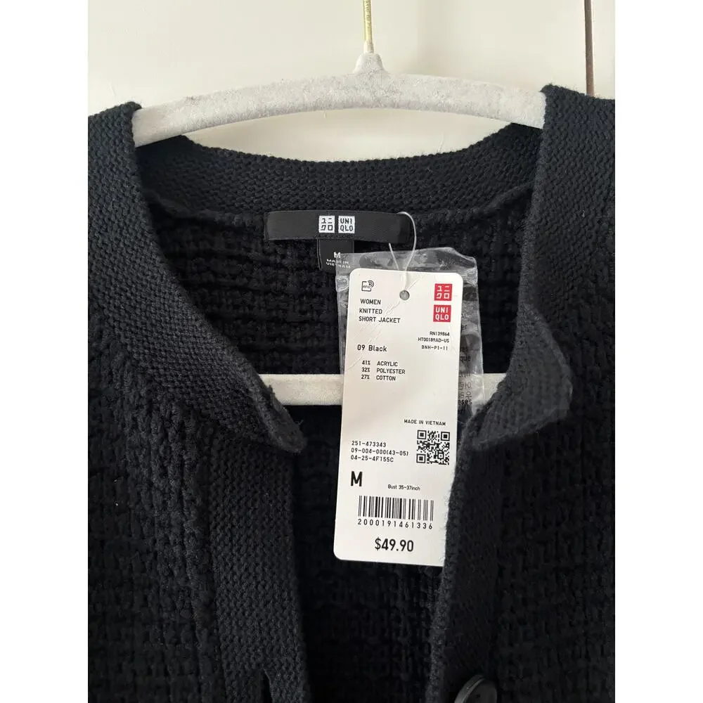 UNIQLO Women’s Black Knitted Short Jacket M - Picture 3 of 5